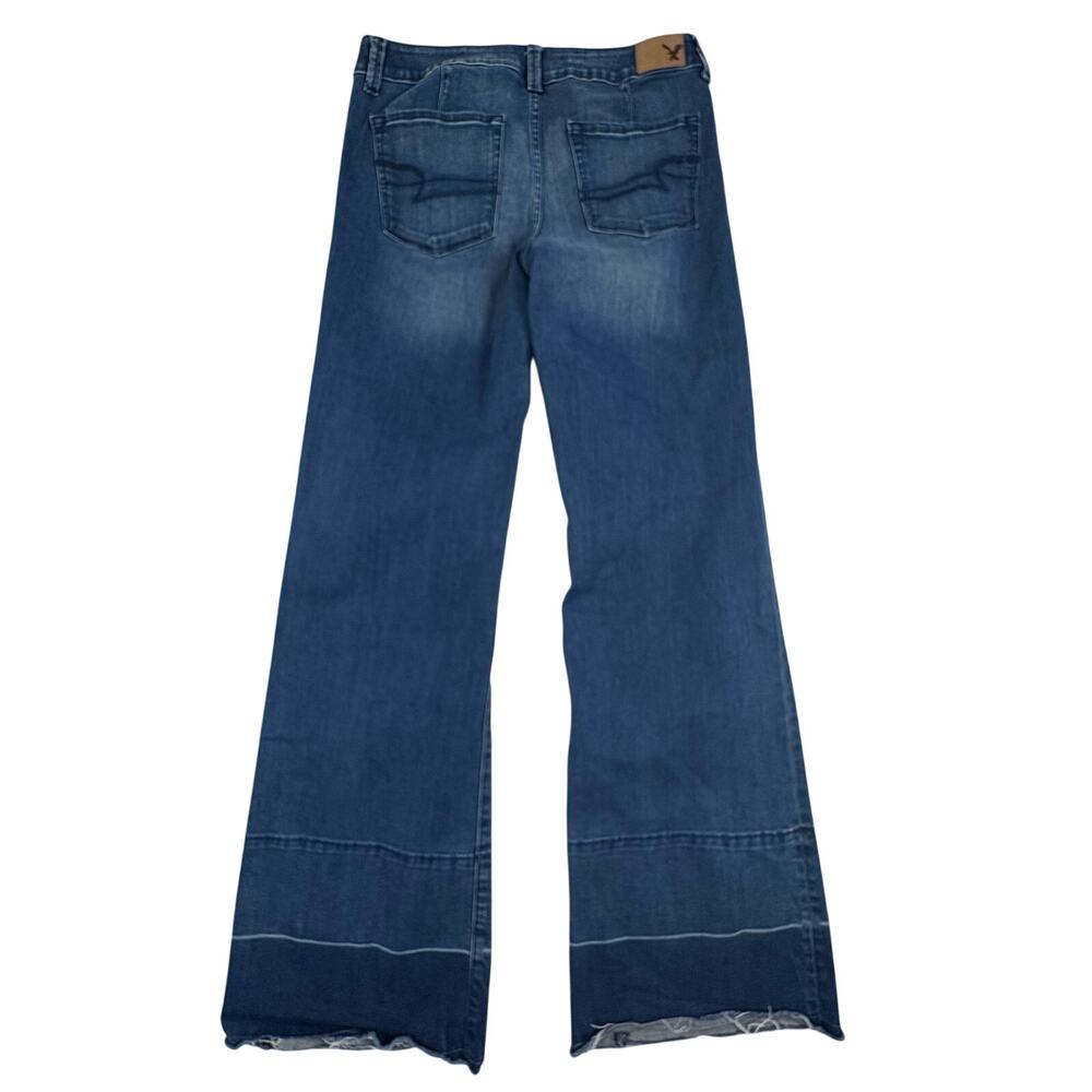 American Eagle Flare Jeans Women's 4 Long Raw Edge Boho Indie Groovy - Picture 2 of 12